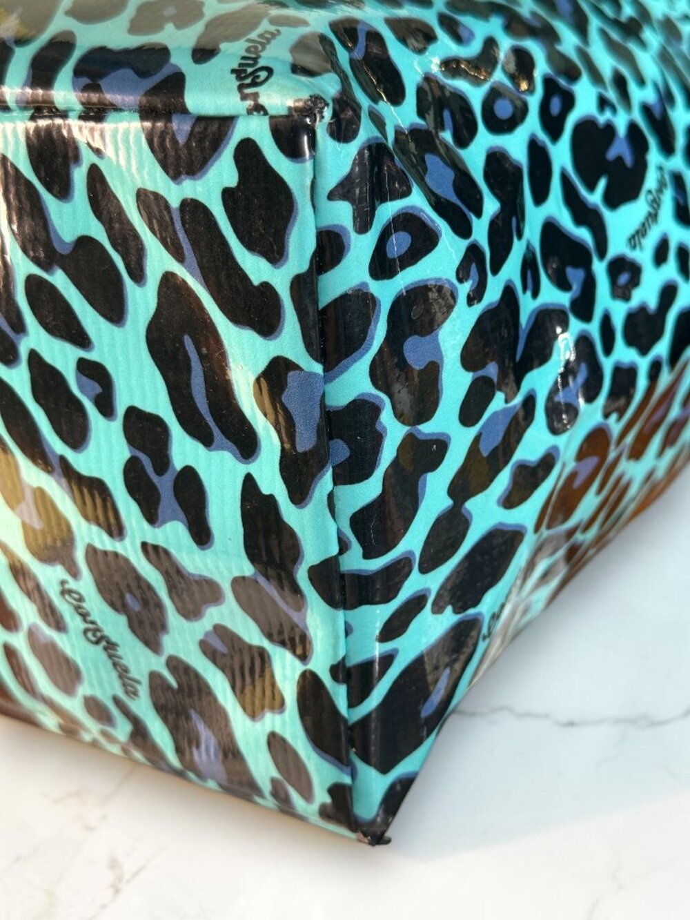 Consuela “Blue Jag” Grab ’N Go Basic Bag Turquoise Leopard Tote - Picture 13 of 16
